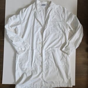 Landau Unisex White Full Length Lab Coat medical scrubs size Medium